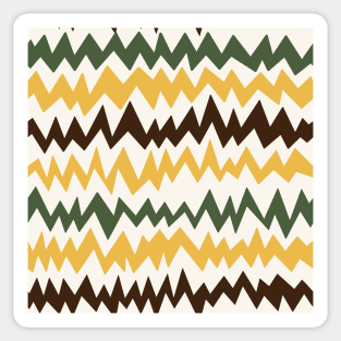 Modern minimalist zigzag extract in mustard, forest green and chocolate brown Sticker